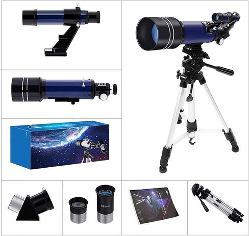 Astronomical Telescope for Kids Beginners Adults 70mm Astronomical Refractor Telescopes Monocular with Height Adjustable Tripod Phone Mount White (White) in Saudi Arabia
