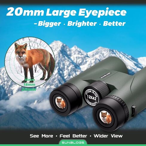 12 × 42 مناظير HD للبالغين - مقاوم للماء ، وخفيفة الوزن ، واضحة منخفضة الإضاءة - مع عدسة BAK4 PRISM & FMC لمشاهدة الطيور ، والسفر ، والحفلات الموسيقية والرياضة في الهواء الطلق (أسود) in Kuwait