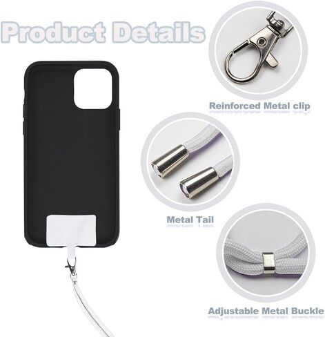 8 قطع من حامل الهاتف الخلوي حول الرقبة، حزام هاتف حول الجسم قابل للتعديل، حبل للهاتف الخلوي، حبل للهاتف الخلوي، حبل سميك للهاتف الخلوي (8 ألوان) in Kuwait