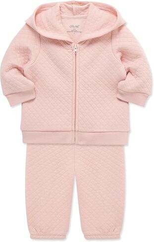Little Me Simply Essential Solids for Baby Gender Neutral Organic Cotton Quilt Hoodie and Pant Set, 3 Months to 12 Months in Saudi Arabia