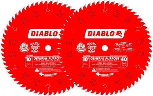 Diablo Girlue Dirope Saw Plade - 10 "× 40 -TOUTH للتخفيضات النظيفة ، والكربيد TICO و Perma Shield ، و KERF رقيقة للدقة ، و 2 شفرة حزمة - D104040VP in Saudi Arabia