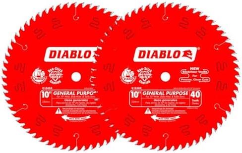 Diablo Girlue Dirope Saw Plade - 10 "× 40 -TOUTH للتخفيضات النظيفة ، والكربيد TICO و Perma Shield ، و KERF رقيقة للدقة ، و 2 شفرة حزمة - D104040VP in Saudi Arabia
