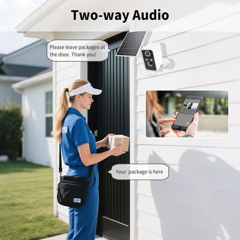 Security Camera Wireless Outdoor,Wireless Solar Outdoor Camera, Night Vision,PIR Motion Detection,Weatherproof,No Wiring Needed,Compatible with 2.4GHz WiFi,Cloud Service,Compatible with Alexa in Saudi Arabia