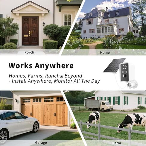 Security Camera Wireless Outdoor,Wireless Solar Outdoor Camera, Night Vision,PIR Motion Detection,Weatherproof,No Wiring Needed,Compatible with 2.4GHz WiFi,Cloud Service,Compatible with Alexa in Saudi Arabia