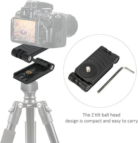 Z Tilt Head Camera Tripod Mounting Plate Compact Lightweight Portable Adjustable Angles for Photography Enthusiasts Black ABS Plastic 31g in Saudi Arabia
