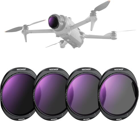 مجموعة مرشح Neewer ND متوافقة مع DJI Mavic 4 Pro (4 حزمة) ، برغي على ND8/PL + ND16/PL + ND32/PL + ND64/PL مرشح عدسة الطائرات بدون طيار الكثافة المحايدة مع الزجاج البصري متعدد الأطوار ومغناطيسي حالة التخزين المغناطيسي in Saudi Arabia