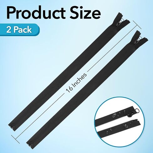 Mandala Crafts 2 PCs 28 Inch Black Waterproof Zipper for Sewing Raincoat Ski Suit Clothing Outdoor Bag - Size 5 PVC Zipper #5 Separating Water Resistant Zipper in Kuwait