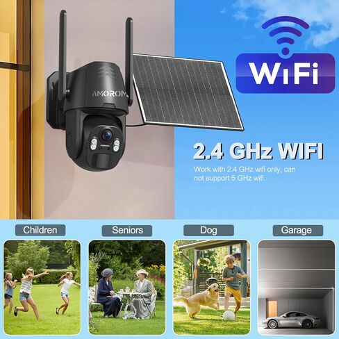 Colar Wireless Security Camera Outdoor 2K 360 ° Panoramic View ، Color Night Vision ، AI Motion Confect مع إنذار صفارات الإنذار ، IP65 مقاوم للطقس ، WIFI 2.4 جيجا هرتز والتحكم في التطبيق الذكي للمنزل ، الشقة ، المكتب in Kuwait