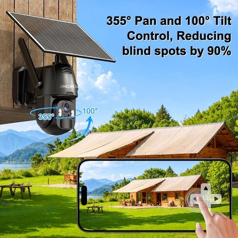 Colar Wireless Security Camera Outdoor 2K 360 ° Panoramic View ، Color Night Vision ، AI Motion Confect مع إنذار صفارات الإنذار ، IP65 مقاوم للطقس ، WIFI 2.4 جيجا هرتز والتحكم في التطبيق الذكي للمنزل ، الشقة ، المكتب in Kuwait