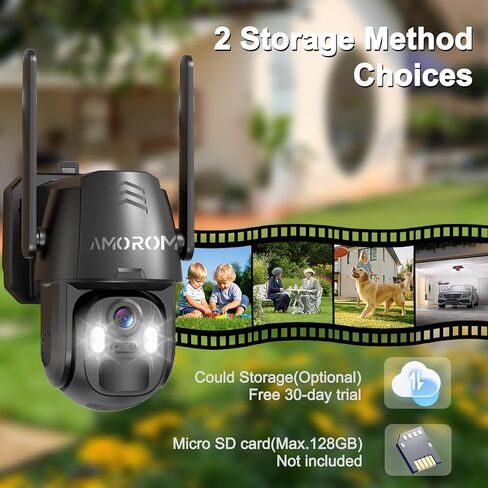 Colar Wireless Security Camera Outdoor 2K 360 ° Panoramic View ، Color Night Vision ، AI Motion Confect مع إنذار صفارات الإنذار ، IP65 مقاوم للطقس ، WIFI 2.4 جيجا هرتز والتحكم في التطبيق الذكي للمنزل ، الشقة ، المكتب in Kuwait