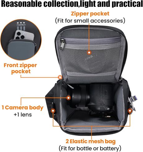 Cwatcun Camera Sling Bag, Large Water-Res DSLR Shoulder Pack for Photo | Fits Canon/Nikon/Sony DSLR/mirrorless. 5.1x3.9x9.8". Quick-access, lightweight nylon—ideal for travel, vlogs & street. in Saudi Arabia