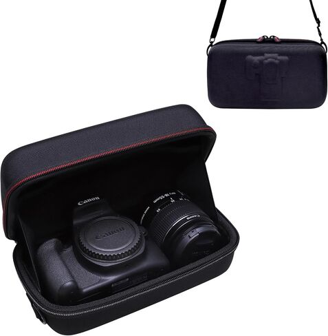Camera Case for Canon EOS Rebel T7 / R50 / R6 Mark II / T6 / R100 / R50 V / R8 / R10 / R5 Mark II/RP / 5D Mark IV / R7 Camera and 18-55mm/18-45mm Lens with Shoulder Strap, Black in Saudi Arabia