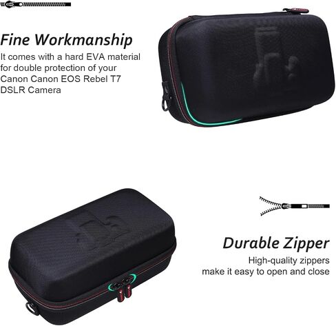 Camera Case for Canon EOS Rebel T7 / R50 / R6 Mark II / T6 / R100 / R50 V / R8 / R10 / R5 Mark II/RP / 5D Mark IV / R7 Camera and 18-55mm/18-45mm Lens with Shoulder Strap, Black in Saudi Arabia