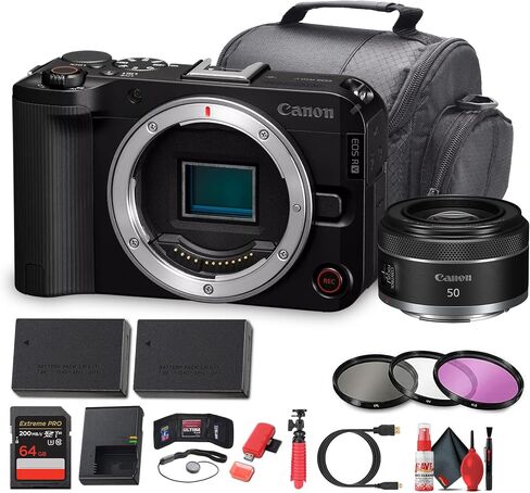 Canon EOS R50 V Mirrorless Camera (6895C002) | 24.2MP APS-C Sensor | 4K60p | Dual Pixel AF II | Flip Screen RF 50mm f/1.8 STM Lens + More (Renewed) in Saudi Arabia