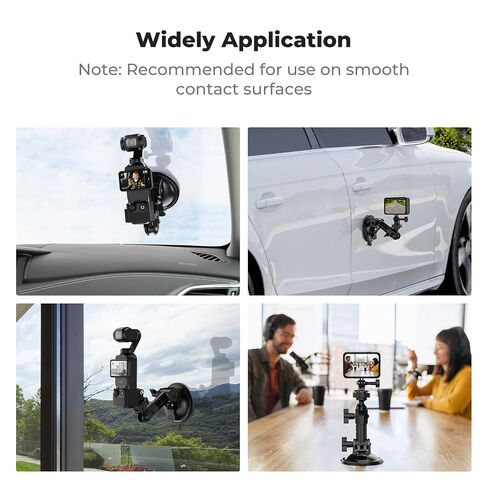 K & F Concept Concept Cup Cup Mount for DJI Osmo Pocket 3 ، Windshield Window Mount Mount Mount Hero لـ GoPro Hero 13/12/11/10/9 Black ، DJI Osmo Action 3/4/5 Pro ، Insta360 X5/X4 Accessories in Saudi Arabia