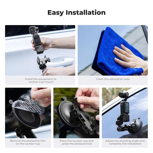 K & F Concept Concept Cup Cup Mount for DJI Osmo Pocket 3 ، Windshield Window Mount Mount Mount Hero لـ GoPro Hero 13/12/11/10/9 Black ، DJI Osmo Action 3/4/5 Pro ، Insta360 X5/X4 Accessories in Saudi Arabia