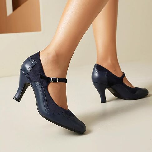 Women's Mary Jane Wingtip Rockability Close Round Toe Vintage 1950s Heels Oxford 1930s Ankle Straps Retro 1920s Victorian Pumps Shoes in Kuwait