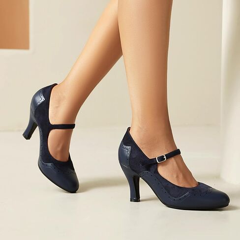 Women's Mary Jane Wingtip Rockability Close Round Toe Vintage 1950s Heels Oxford 1930s Ankle Straps Retro 1920s Victorian Pumps Shoes in Kuwait