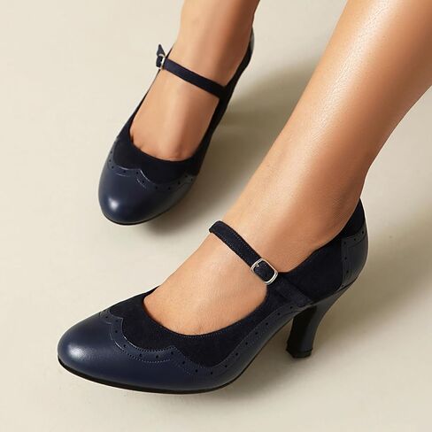 Women's Mary Jane Wingtip Rockability Close Round Toe Vintage 1950s Heels Oxford 1930s Ankle Straps Retro 1920s Victorian Pumps Shoes in Kuwait