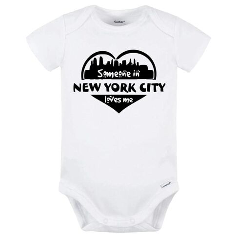 New York City Baby Onesie - Someone in New York City Loves Me (3-6M, White/Red) in Saudi Arabia