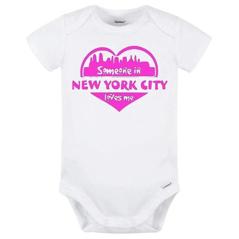 New York City Baby Onesie - Someone in New York City Loves Me (3-6M, White/Red) in Saudi Arabia