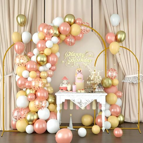DYAUS Set of 3 Metal Arch Backdrop Stand, 7.2FT, 6.6FT, 6FT Gold Arch, Balloon Arch Stand, Wedding Arch Frame, Arch Stand for Wedding Birthday Party Baby Shower Graduation Decorations (with Balloons) in Saudi Arabia