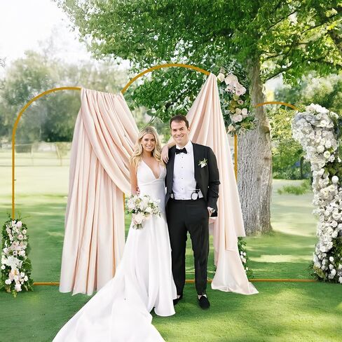DYAUS Set of 3 Metal Arch Backdrop Stand, 7.2FT, 6.6FT, 6FT Gold Arch, Balloon Arch Stand, Wedding Arch Frame, Arch Stand for Wedding Birthday Party Baby Shower Graduation Decorations (with Balloons) in Saudi Arabia