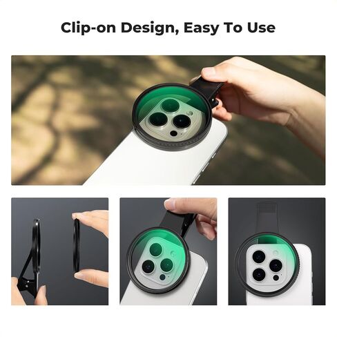 52mm Phone Camera Lens Clip-On CPL with Polarizing Filter, Compatible with iPhone, Samsung, Reduces Glare & Reflections in Saudi Arabia