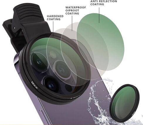 52mm Phone Camera Lens Clip-On CPL with Polarizing Filter, Compatible with iPhone, Samsung, Reduces Glare & Reflections in Saudi Arabia