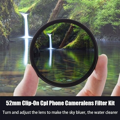 52mm Phone Camera Lens Clip-On CPL with Polarizing Filter, Compatible with iPhone, Samsung, Reduces Glare & Reflections in Saudi Arabia