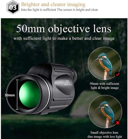 13x50 Bird Watching Monoculars, HD Large Eyepiece, Wide Field of Vision, Optical Surface Accuracy, Built-in Ranging Reticle Telescope in Saudi Arabia