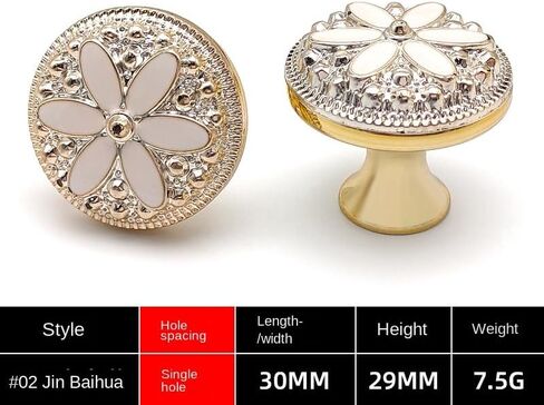 Crystal Handle Knobs 2 Pcs 1.18 * 1.14Inch Flower Acrylic Clothing Kitchen Cabinet Drawer Door Handle Silver Black in Kuwait