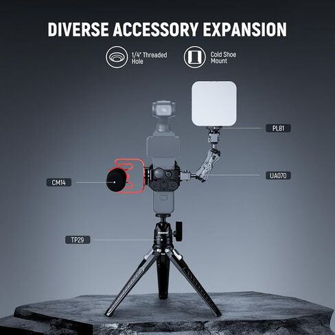 Neewer Pocket 3 Adapter Cage & Action Camera Adapter متوافق مع DJI Osmo Pocket 3 و Action 2 Magnetic Mount و Aluminium Almoy مع خيط 1/4 بوصة وحذاء بارد لملحقات التمديد ، AC009 Pro in Saudi Arabia