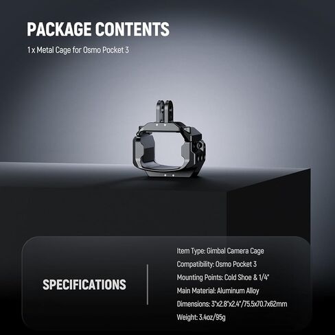 Neewer Pocket 3 Adapter Cage & Action Camera Adapter متوافق مع DJI Osmo Pocket 3 و Action 2 Magnetic Mount و Aluminium Almoy مع خيط 1/4 بوصة وحذاء بارد لملحقات التمديد ، AC009 Pro in Saudi Arabia
