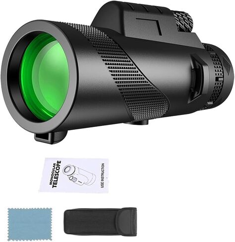 80x100mm HD Monocular Telescope - Long Range Zoom with BAK4 Prism, Tripod, and Phone Clip for Hunting, Camping, Bird Watching, Hiking - Sharp Images in Saudi Arabia
