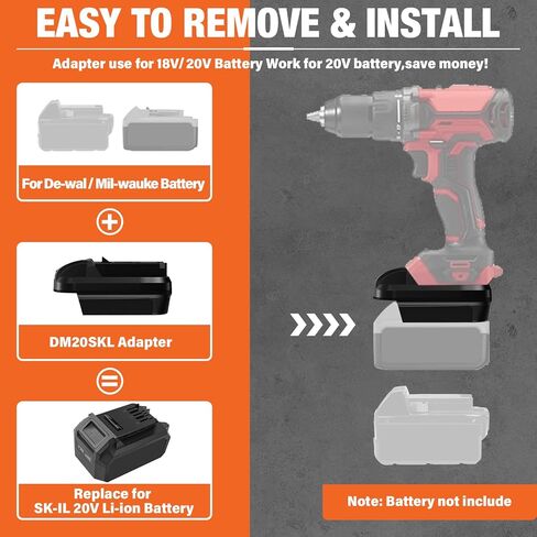 لمحول بطارية Skil PWR CORE 20 20V ، DM20SKL لـ DEWALT 20 V & for Milwauke 18V Lithium Batteries Contract to for Skil PWR CORE 20 20V LI-ion cordless tools (محول فقط) in Kuwait