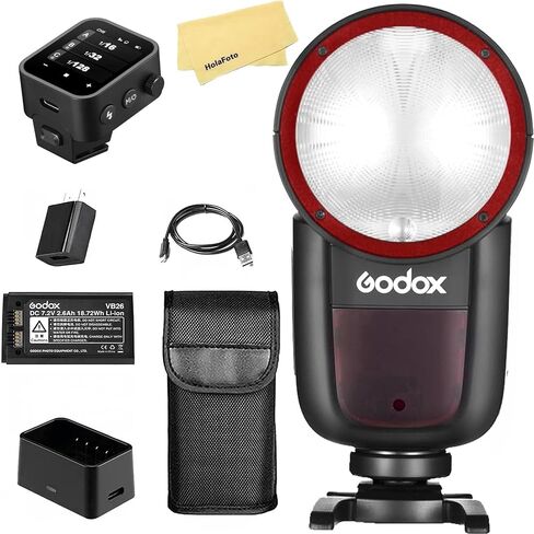 Godox V1 V1-N V1N USA الإصدار كاميرا فلاش مع مشغل فلاش X3-N لنيكون ، 76WS 2.4G TTL1/8000 HSS ، 480 لقطات الطاقة الكاملة ، وقت إعادة تدوير 1.5S ، بطارية 2600mAh LI-ION ، 10 مستويات مصباح النمذجة LED in Saudi Arabia