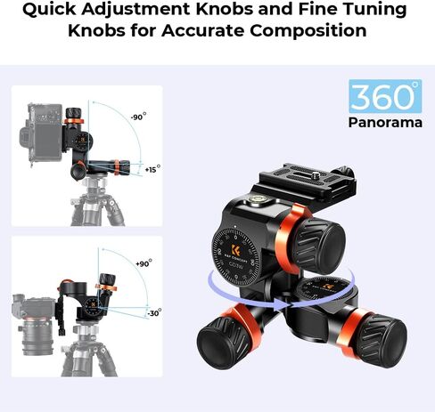K & F Concept 83 Inch/211cm Camera Video Tripod لـ DSLR ورأس ثلاثي القوائم الموجهة ثلاثية. in Saudi Arabia