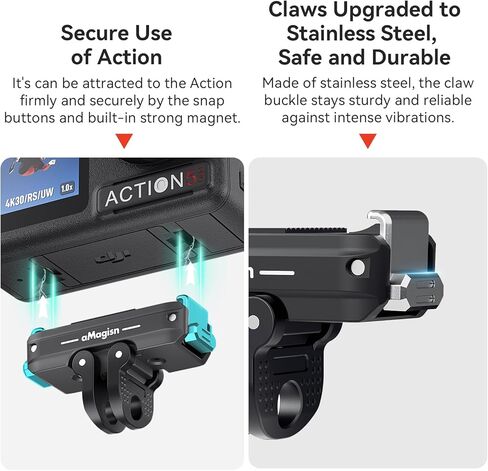 Magnetic Quick release Mount for DJI Osmo 360/DJI Osmo Action 5 Pro/Osmo Action 4/3 ، توسيع شريحة الفولاذ المقاوم للصدأ مع واجهة خيوط 2/4 بوصة in Kuwait