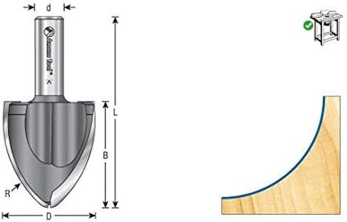 Amana Tool - 49126 Carbide Tipped Large Radius Ovolo 2-3/4 Radius x 2-3/16 x 2-1/16 Dia Ex in Saudi Arabia