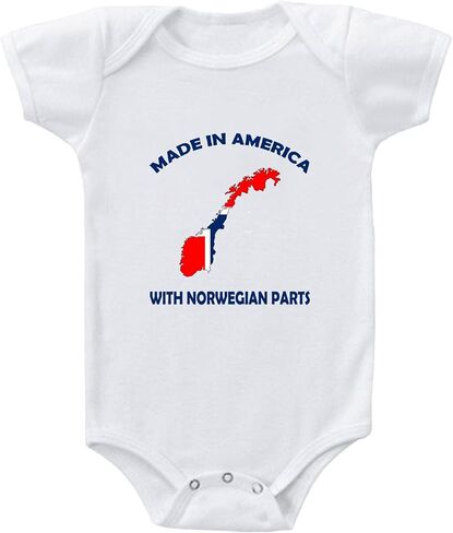 Baby Bodysuit Made in America with Norwegian Parts Boy & Girl Clothes White in Saudi Arabia