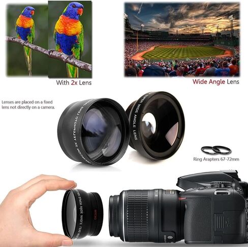 طقم العدسة والمرشحات 67 مم بما في ذلك: عدسة زاوية واسعة 67/72 مم + 67/72 مم 2x عدسة تليفوتوائية مع حلقة خطوة إلى 72 مم + 67 مم مرشحات ماكرو عن قرب + 67 مم مرشحات HD + 67 ملم ND + عوامل تصفية + المزيد in Kuwait