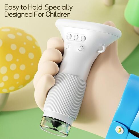 Hilitand 1000X Zoom Real Time HD Imaging Portable Microscope with 8 LEDs, Wider Field of View Microscope for Scientific Exploration (White) in Saudi Arabia