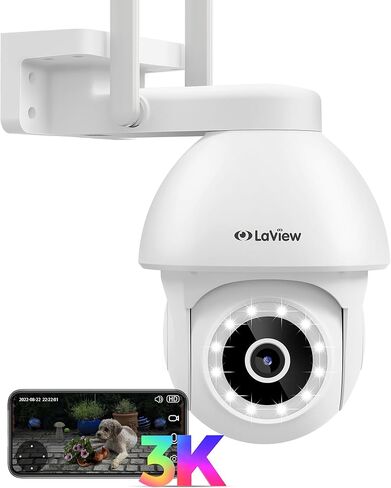 Laview 5MP Camera Camera Outdoor Wired Starlight Color Light Vision ، 3K Cameras for Home Security AI Human Dection & Auto Tracking ، IP65 Outdoor Camera ثنائية الاتجاه ، سحابة أمريكية ، متوافقة مع Alexa in Kuwait