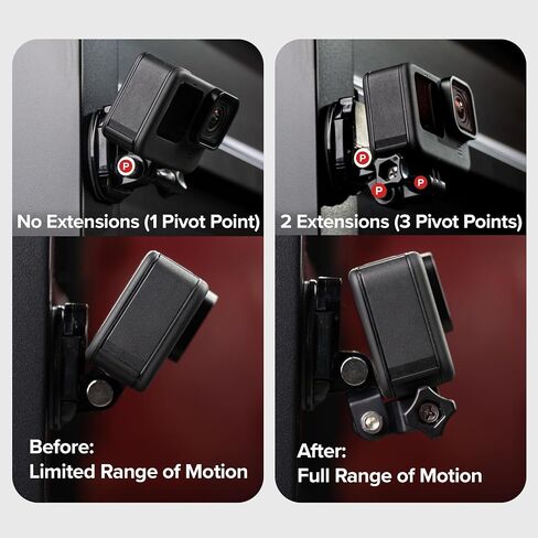 Short Extension Arm (4 Pack) for GoPro, DJI, Insta360 – Same Direction Pivot Mount for Action Camera in Saudi Arabia