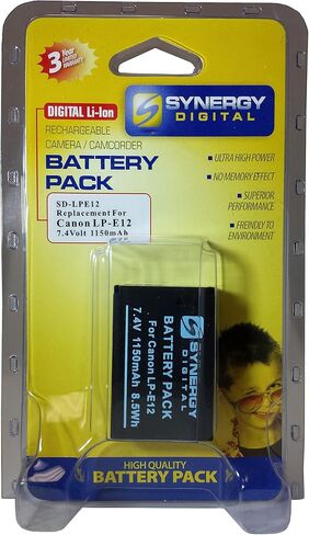 Synergy Digital Camera Battery, Works with Canon EOS M50 Digital Camera, (Li-Ion, 7.4V, 1150 mAh) Ultra Hi-Capacity, Compatible with Canon LPE12 Battery in Saudi Arabia