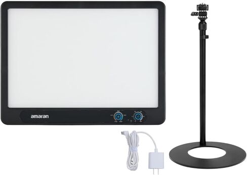 amaran Verge Edge-Lit LED Panel Light Flicker-Free (Charcoal, US) Bundle with Base Stand (2 Items) in Saudi Arabia