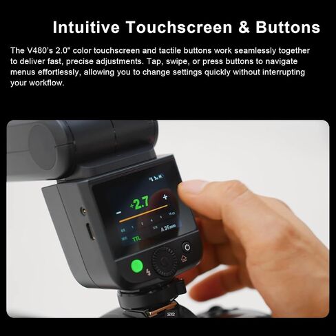 Godox V480 C V480-C Canon-Specific TTL Flash, 2.4G Wireless Flash, Supports Canon HSS at 1/8000s, 2.0-inch Color Touchscreen, Lithium-Ion Battery, 650 Full-Power Flashes, 10-Level Pre-Flash in Saudi Arabia