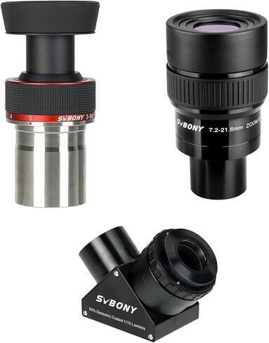 SVBONY SV215 Zoom Eyepiece, 1.25 Inch Zoom Lens, 3mm to 8mm Eyepiece with Parfocal Design Bundle with SV191 Zoom Eyepiece for Telescope, 7.2-21.6mm Zoom Lens 42°-65°FOV and SV223 1.25 Inch in Saudi Arabia