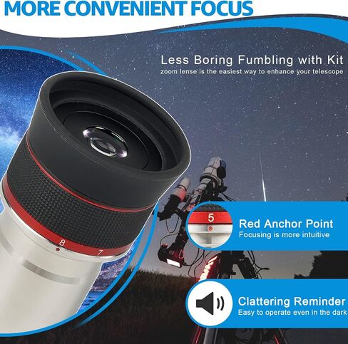 SVBONY SV215 Zoom Eyepiece, 1.25 Inch Zoom Lens, 3mm to 8mm Eyepiece with Parfocal Design Bundle with SV191 Zoom Eyepiece for Telescope, 7.2-21.6mm Zoom Lens 42°-65°FOV and SV223 1.25 Inch in Saudi Arabia